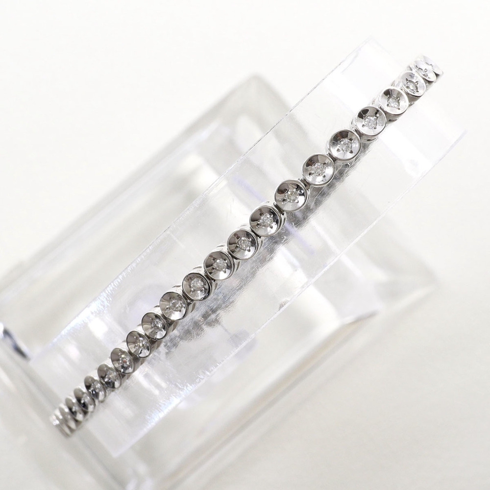 VINTAGE 14k Silver Diamond Charm Bracelet